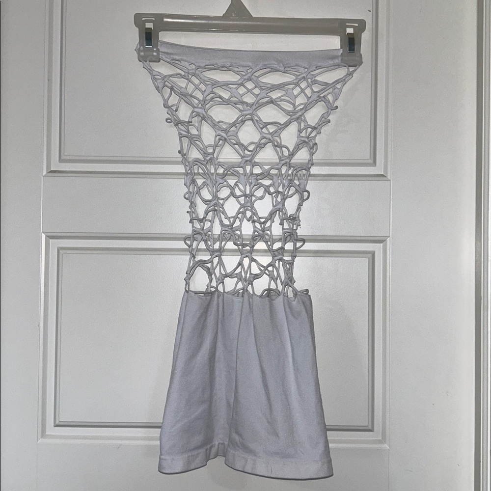 (3 for $15) White Open Knit Mesh Dress